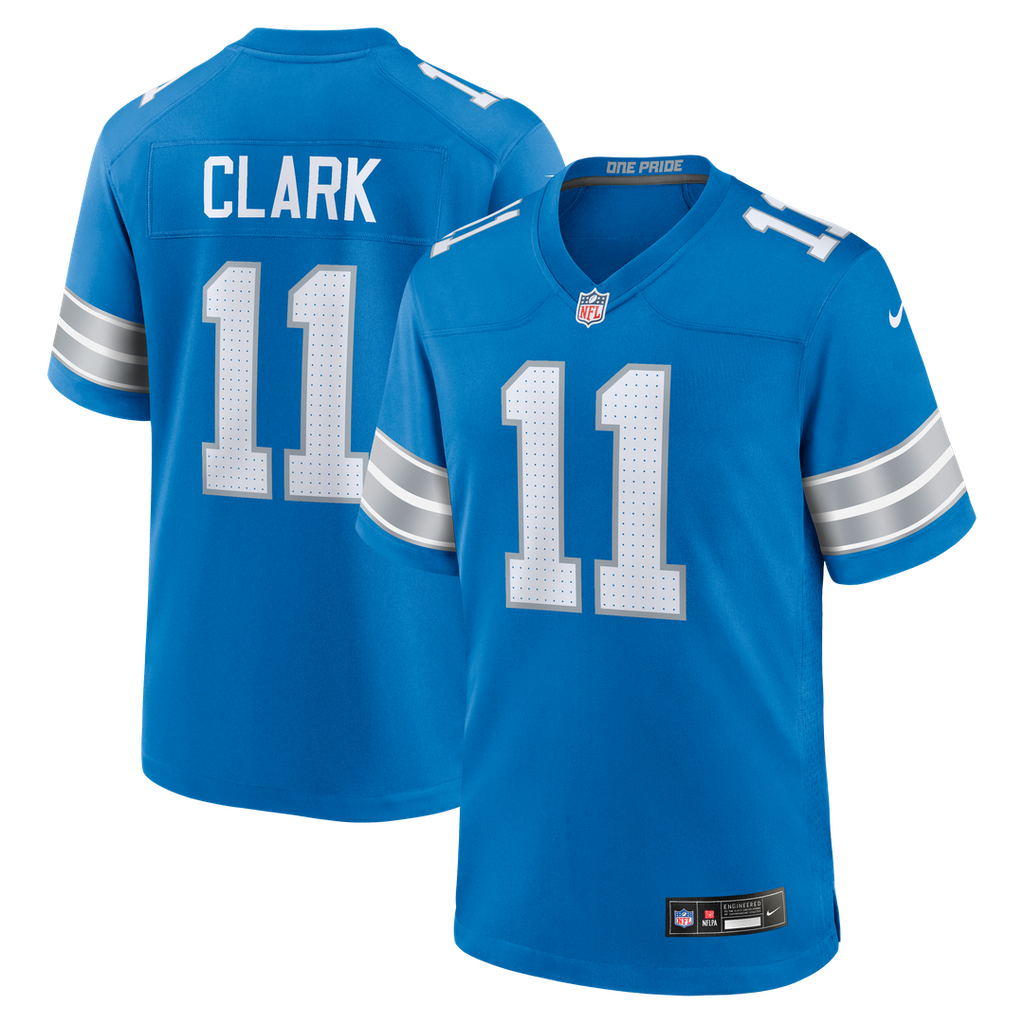 Damone Clark Detroit Lions Nike Team Game Jersey - Blue Official NFL Team Apparel Football Fan Gear
