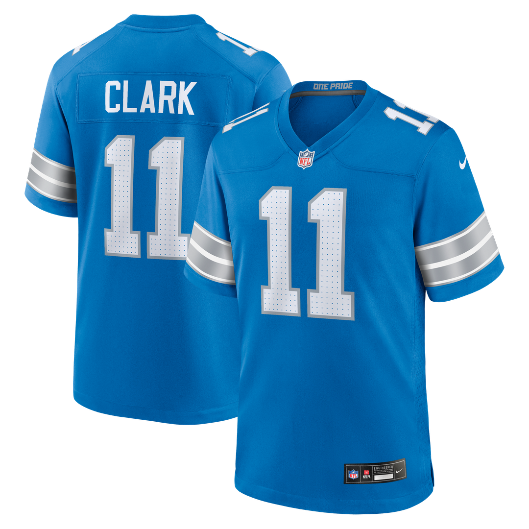 Damone Clark Detroit Lions Nike Team Game Jersey - Blue Official NFL Team Apparel Football Fan Gear