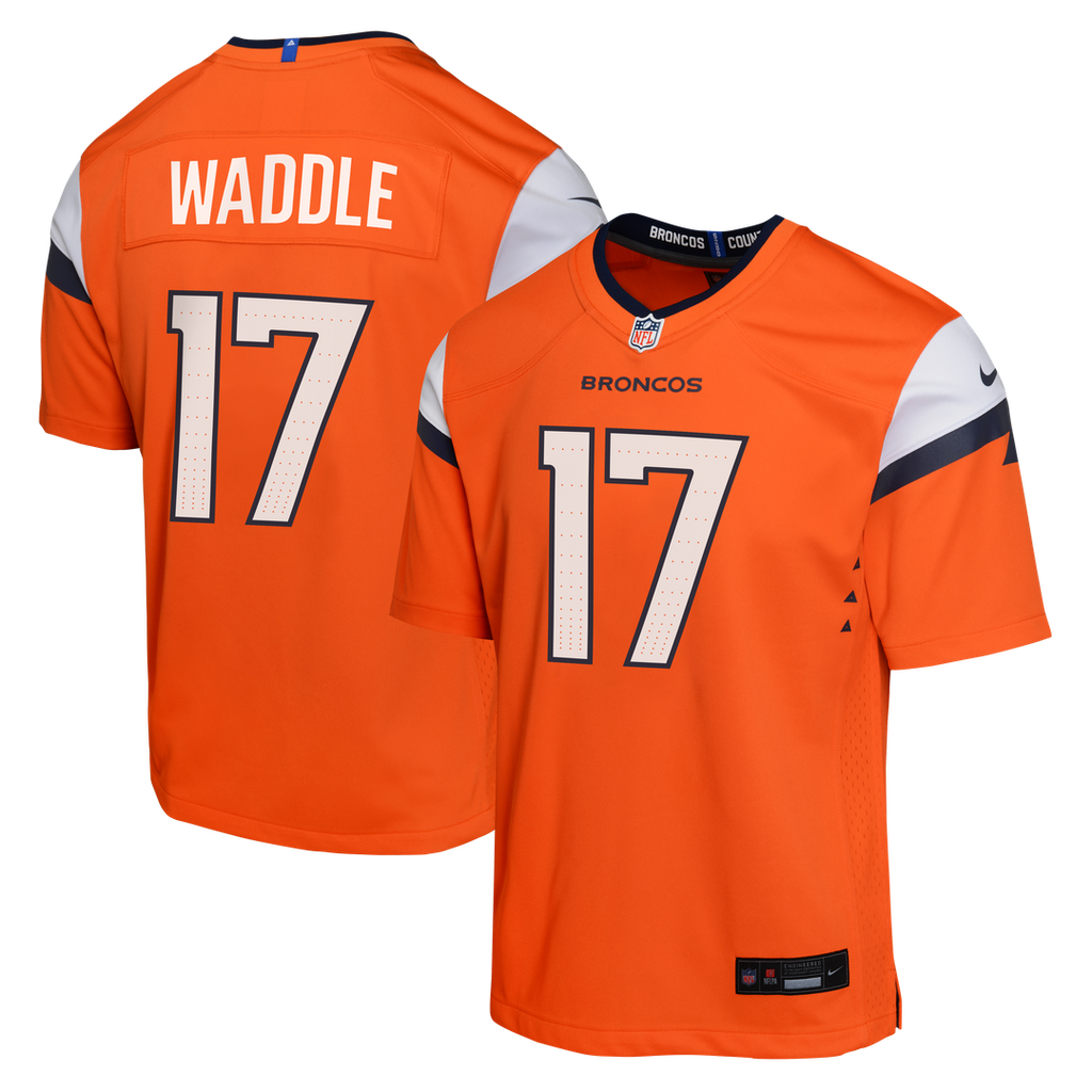 Jaylen Waddle Denver Broncos Nike Youth Game Jersey - Orange Official NFL Team Apparel Football Fan Gear