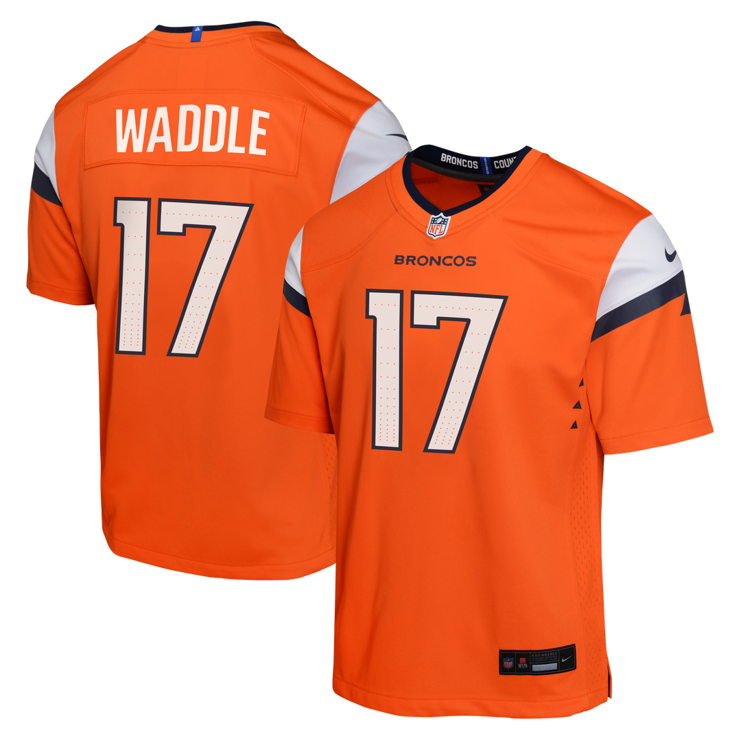 Jaylen Waddle Denver Broncos Nike Youth Game Jersey - Orange Official NFL Team Apparel Football Fan Gear