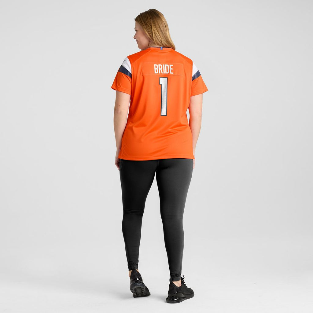 Number 1 Bride Denver Broncos Nike Women's Game Jersey - Orange Official NFL Team Apparel Football Fan Gear