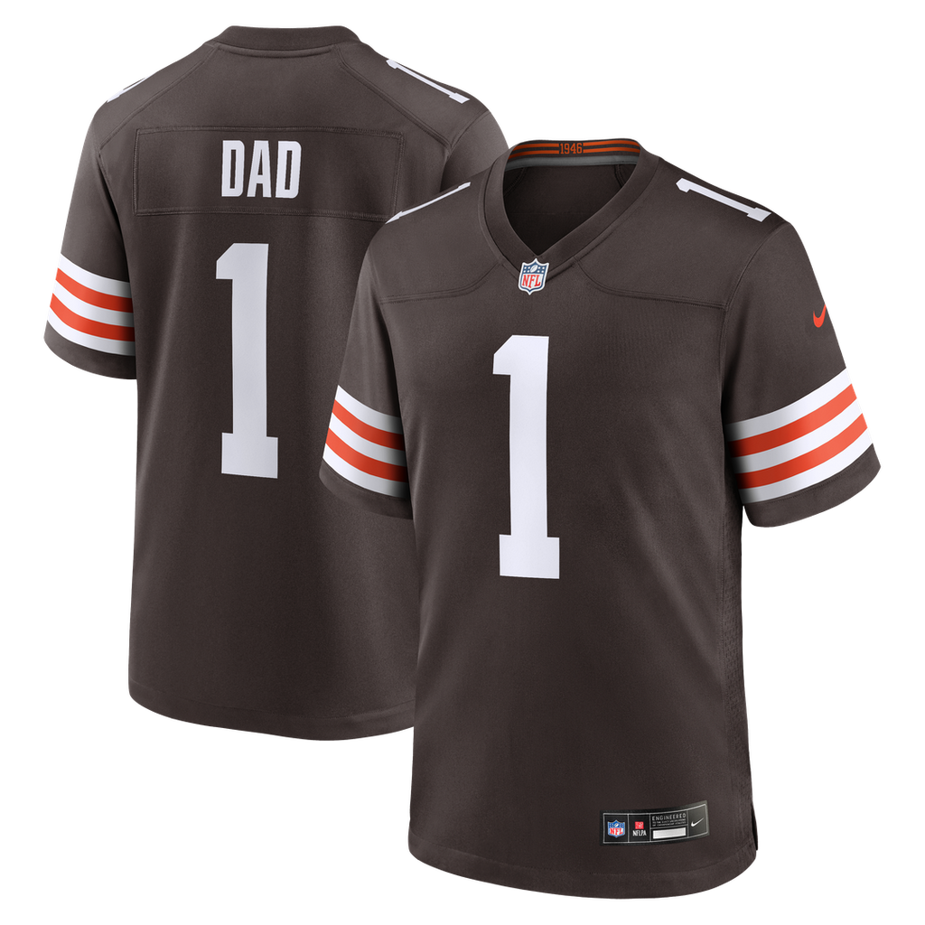 Number 1 Dad Cleveland Browns Nike Game Jersey - Brown Official NFL Team Apparel Football Fan Gear