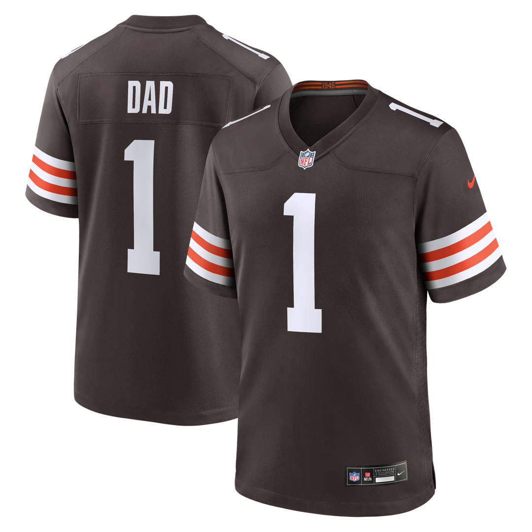 Number 1 Dad Cleveland Browns Nike Game Jersey - Brown Official NFL Team Apparel Football Fan Gear
