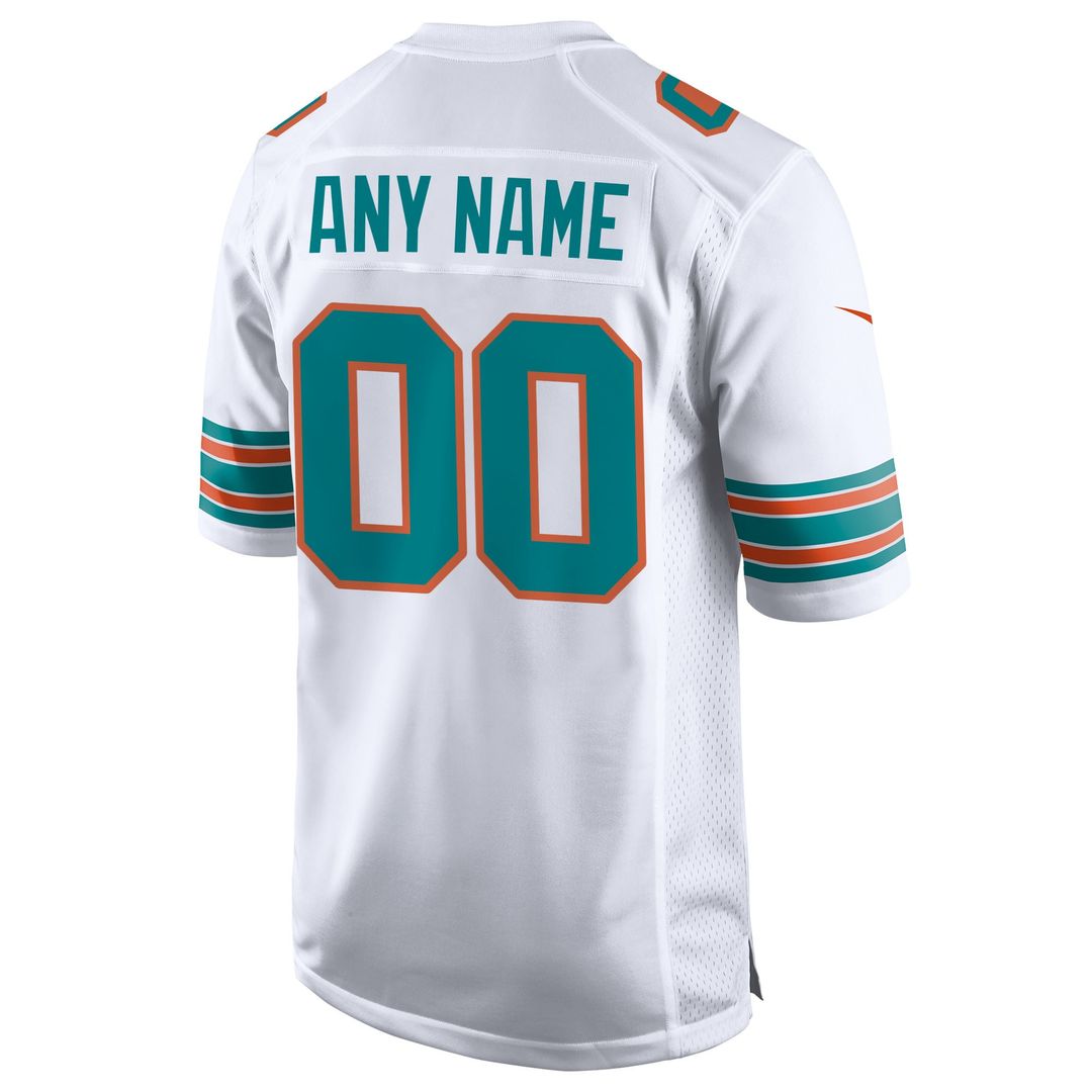Miami Dolphins Nike Alternate Custom Game Jersey - White Official NFL Team Apparel Football Fan Gear