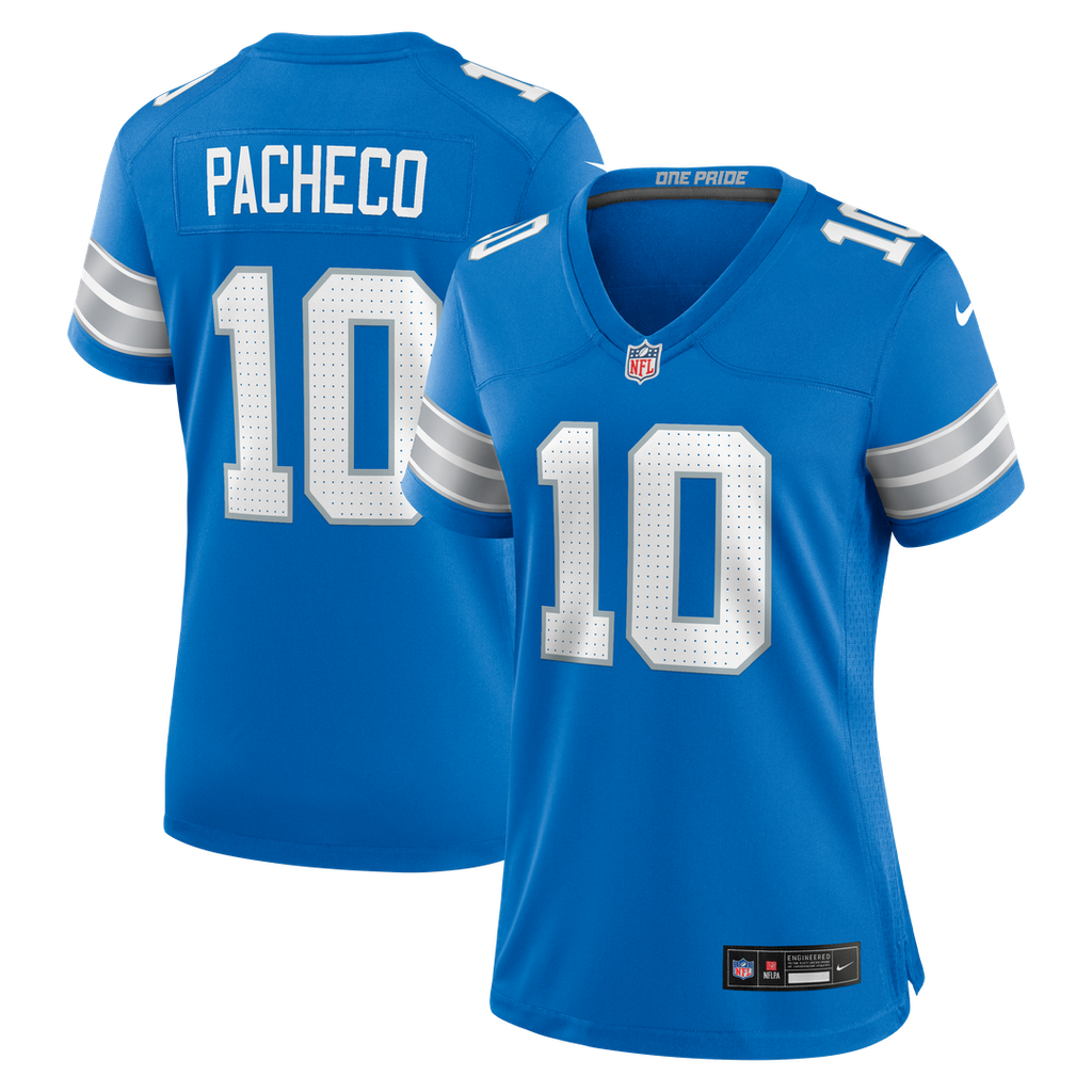 Isiah Pacheco Detroit Lions Nike Women's Team Game Jersey - Blue Official NFL Team Apparel Football Fan Gear