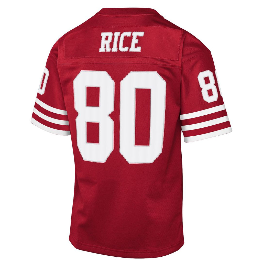 Jerry Rice San Francisco 49ers Mitchell & Ness Youth 1990 Throwback Fashion Jersey - Scarlet Official NFL Team Apparel Football Fan Gear