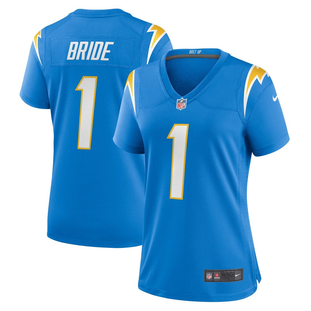 Number 1 Bride Los Angeles Chargers Nike Women's Game Jersey - Powder Blue Official NFL Team Apparel Football Fan Gear