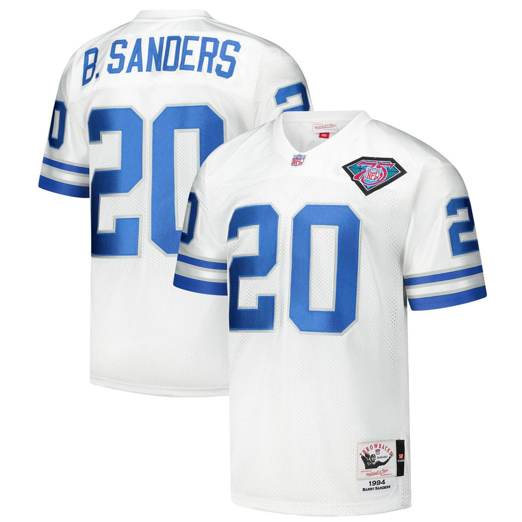 Barry Sanders Detroit Lions 1994 Mitchell & Ness Authentic Throwback Retired Player Jersey - White Official NFL Team Apparel Football Fan Gear
