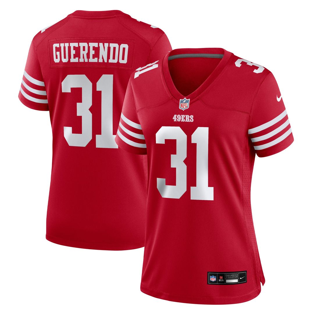 Isaac Guerendo San Francisco 49ers Nike Women's Team Game Jersey - Scarlet Official NFL Team Apparel Football Fan Gear