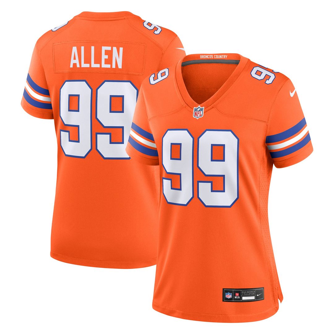 Zach Allen Denver Broncos Nike Women's Mile High Collection 1977 Throwback Player Game Jersey - Orange Official NFL Team Apparel Football Fan Gear