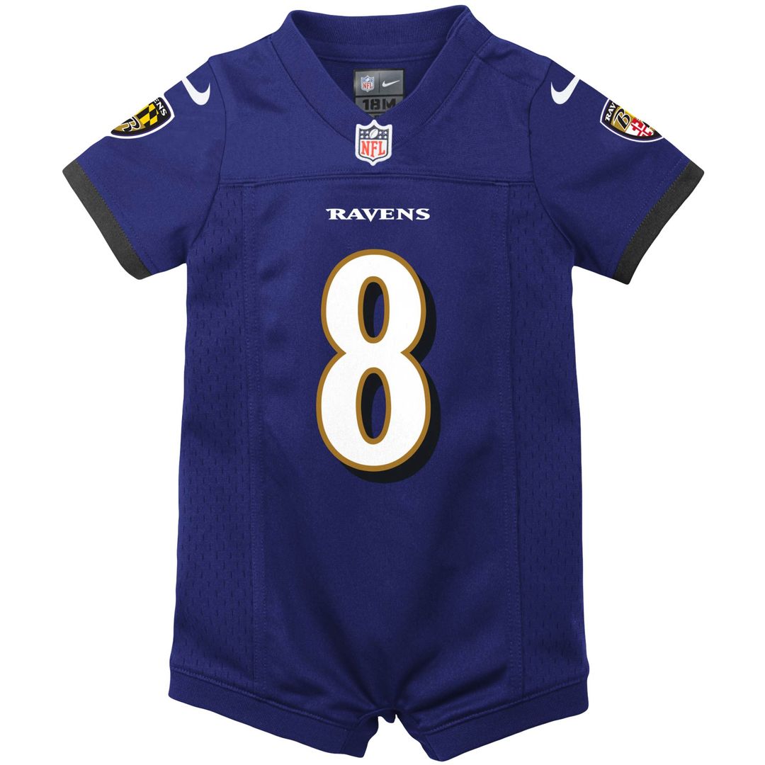 Lamar Jackson Baltimore Ravens Nike Newborn & Infant Romper Jersey - Purple Official NFL Team Apparel Football Fan Gear