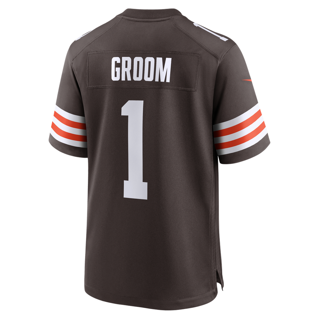 Number 1 Groom Cleveland Browns Nike Game Jersey - Brown Official NFL Team Apparel Football Fan Gear