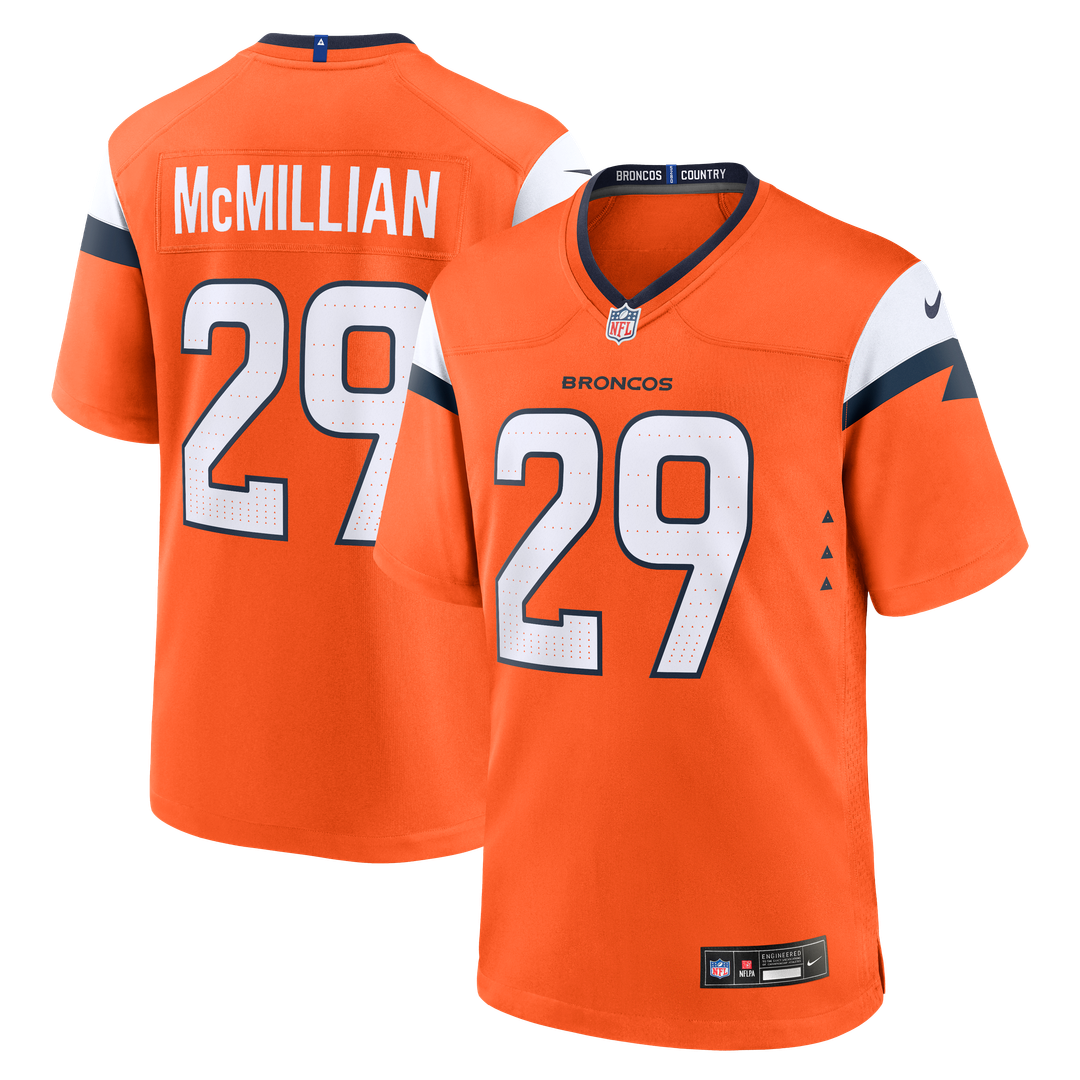 Ja'Quan McMillian Denver Broncos Nike Team Game Jersey - Orange Official NFL Team Apparel Football Fan Gear