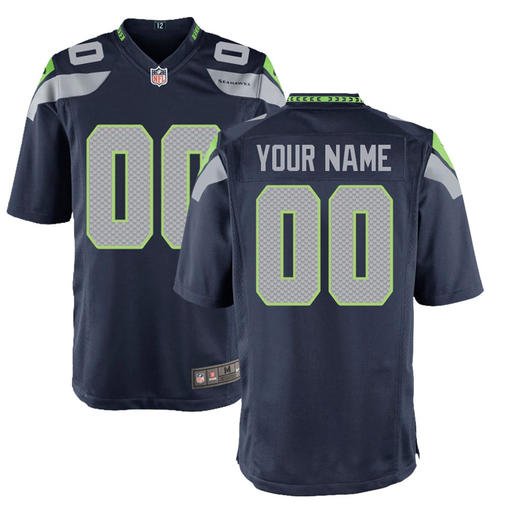 Seattle Seahawks Nike Youth Custom Game Jersey - College Navy Official NFL Team Apparel Football Fan Gear