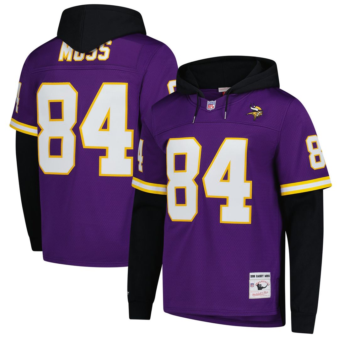 Randy Moss Minnesota Vikings Mitchell & Ness Player Name & Number Hoodie Legacy Jersey - Purple Official NFL Team Apparel Football Fan Gear