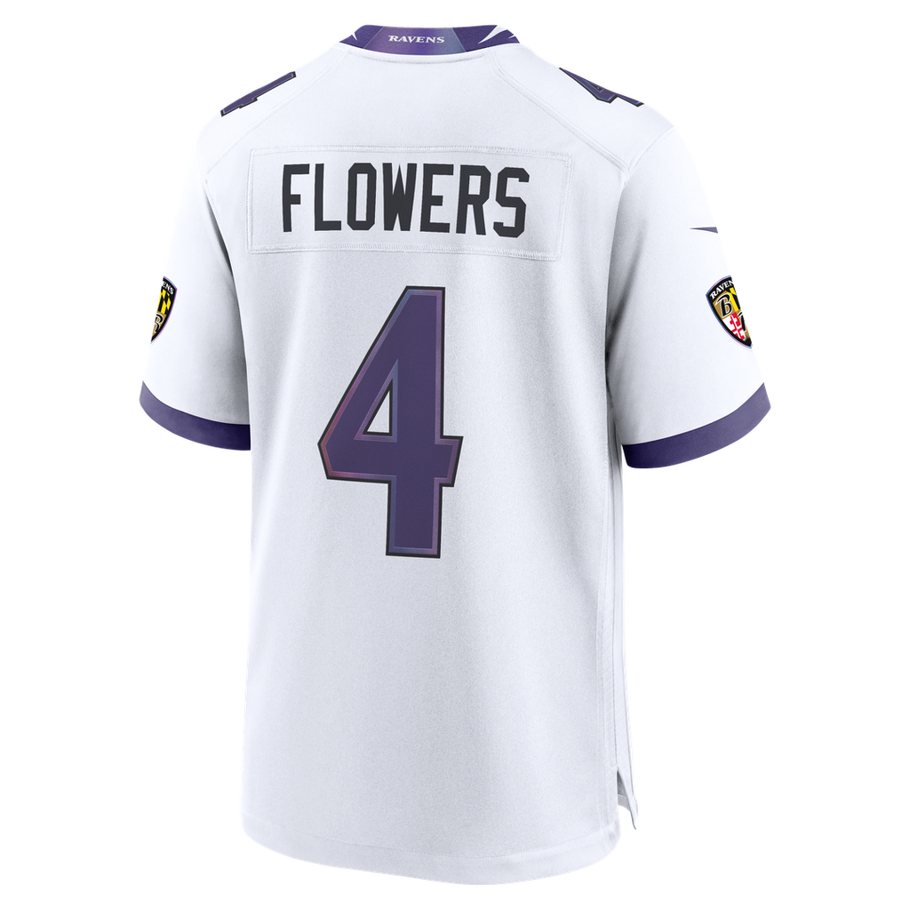 Zay Flowers Baltimore Ravens Nike Game Jersey - White Official NFL Team Apparel Football Fan Gear