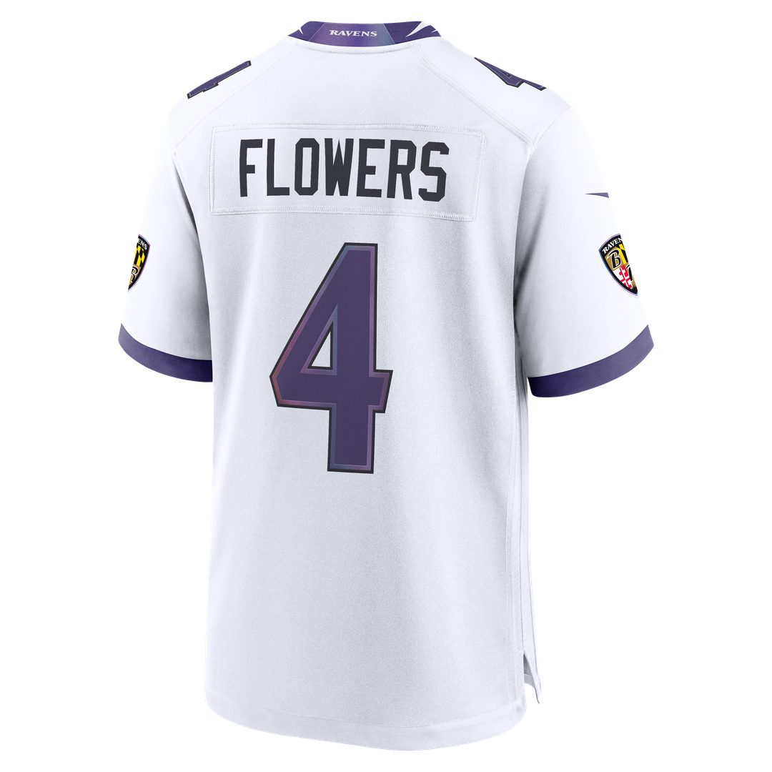 Zay Flowers Baltimore Ravens Nike Game Jersey - White Official NFL Team Apparel Football Fan Gear