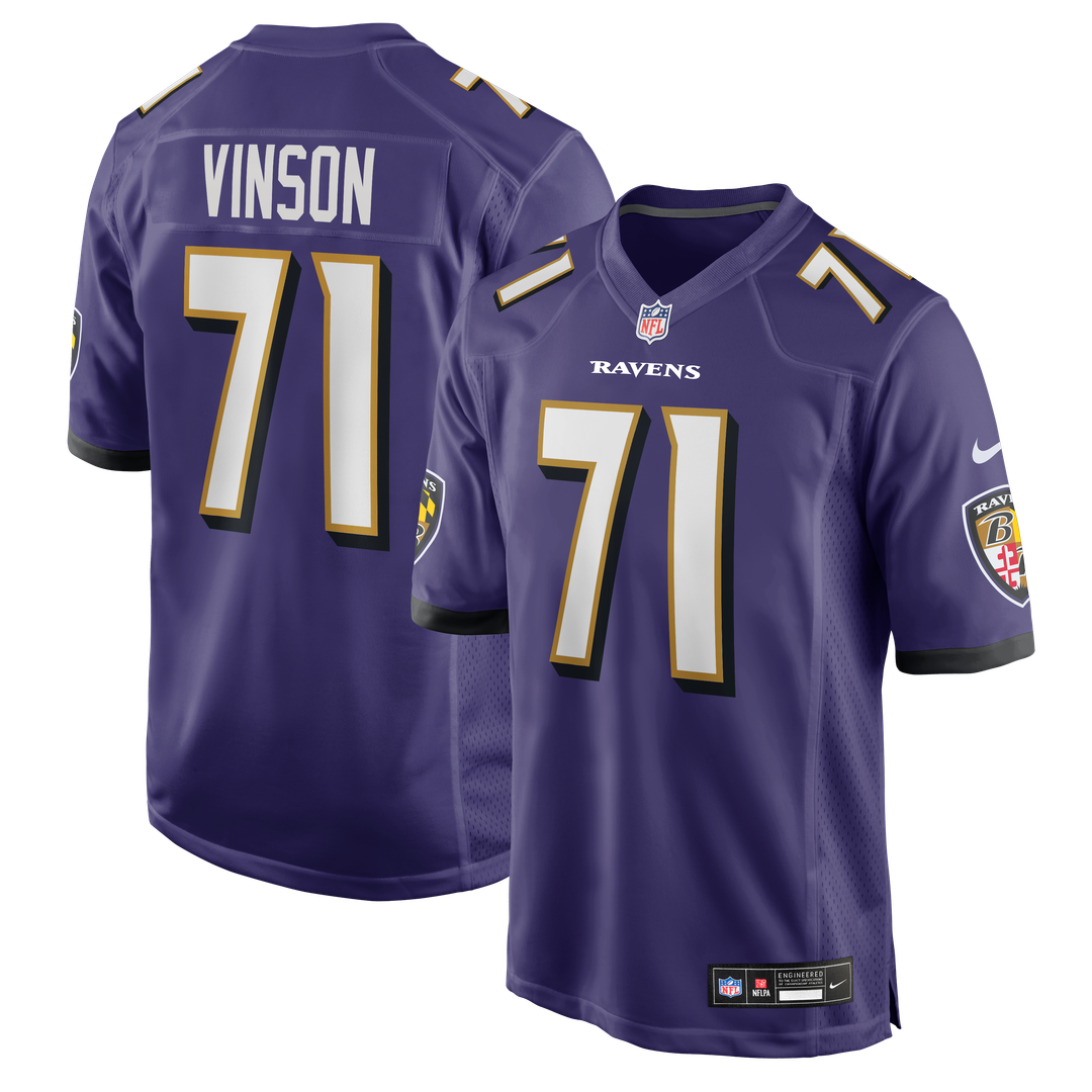 Carson Vinson Baltimore Ravens Nike Team Game Jersey - Purple Official NFL Team Apparel Football Fan Gear