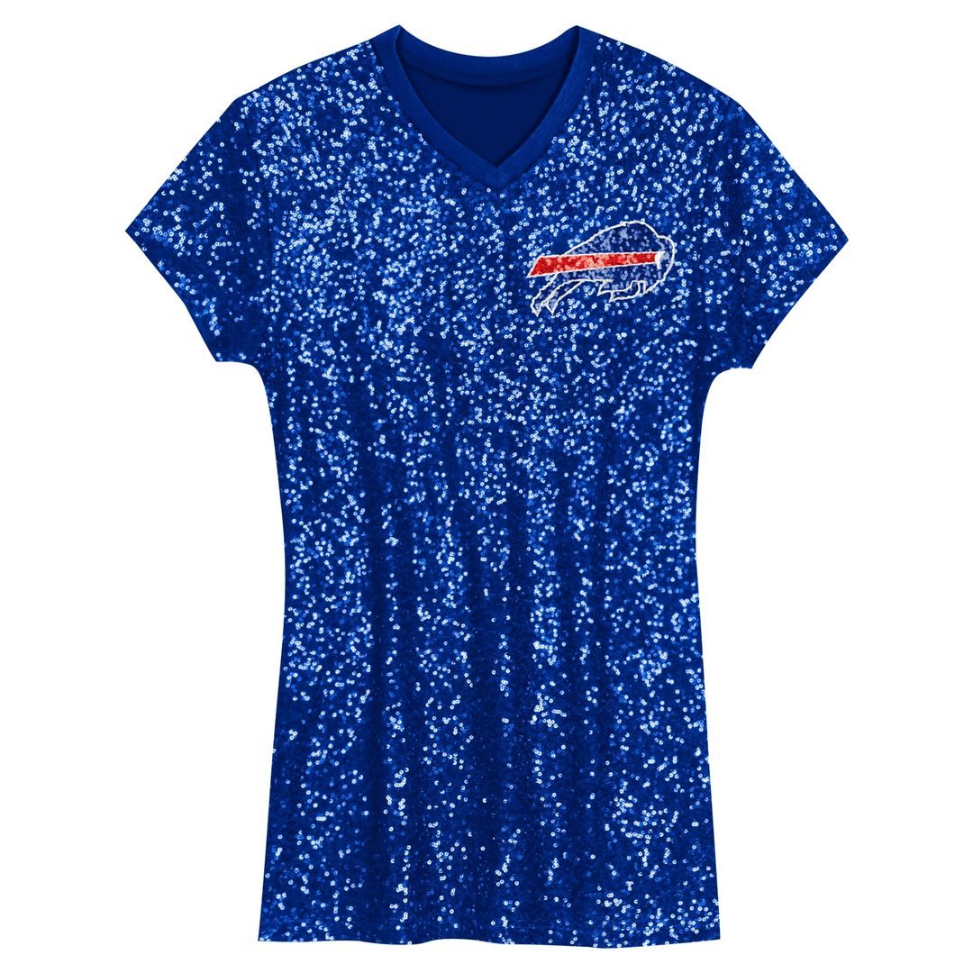 Josh Allen Buffalo Bills Girls Youth Sequin Player Name & Number V-Neck Dress - Royal NFL Fan Gear Popular Style
