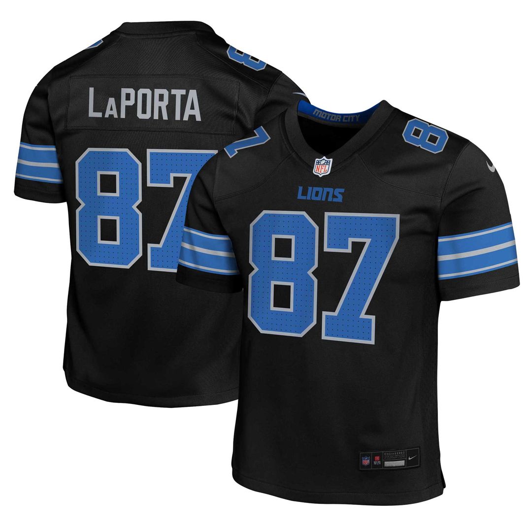 Sam LaPorta Detroit Lions Nike Youth Game Jersey - Black Official NFL Team Apparel Football Fan Gear