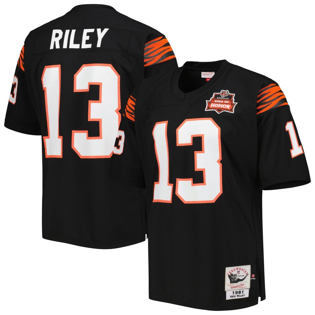 Ken Riley Cincinnati Bengals 1981 Mitchell & Ness Authentic Throwback Retired Player Jersey - Black Official NFL Team Apparel Football Fan Gear