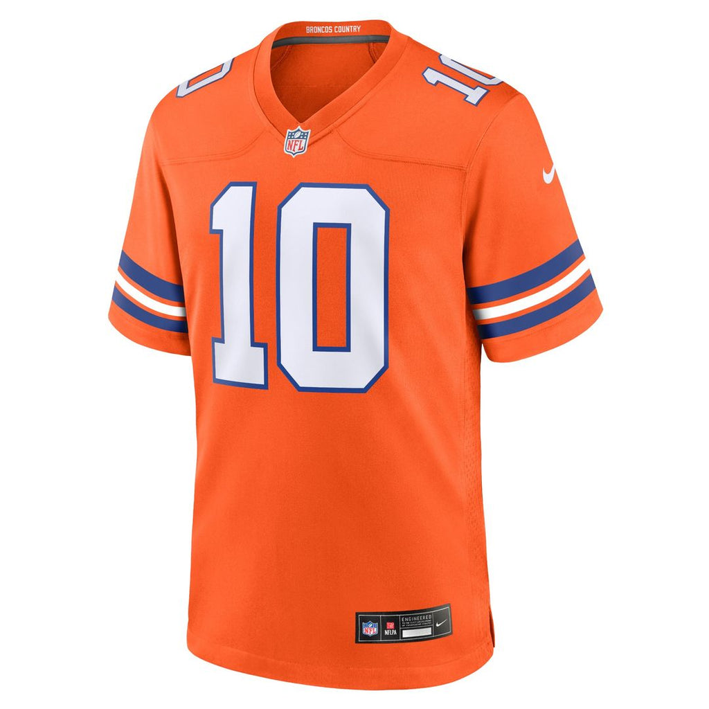 Bo Nix Denver Broncos Nike Mile High Collection 1977 Throwback Player Game Jersey - Orange Official NFL Team Apparel Football Fan Gear