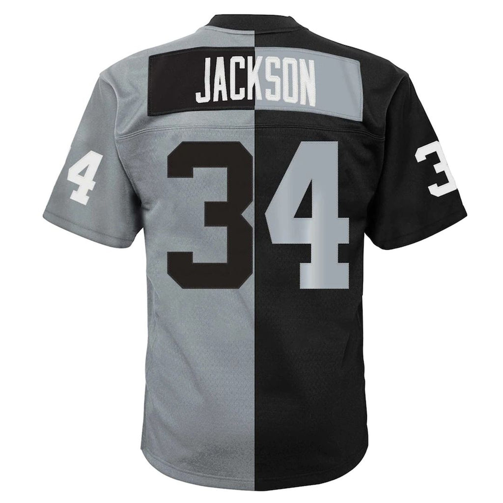 Bo Jackson Las Vegas Raiders Mitchell & Ness Big & Tall Split Legacy Retired Player Replica Jersey - Black/Silver Official NFL Team Apparel Football F