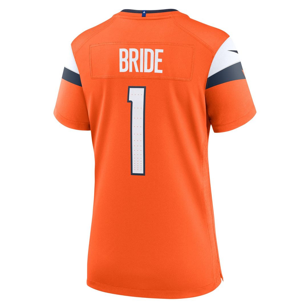 Number 1 Bride Denver Broncos Nike Women's Game Jersey - Orange Official NFL Team Apparel Football Fan Gear