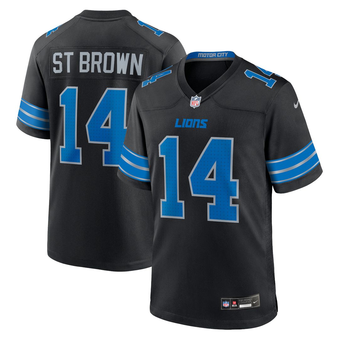 Amon-Ra St. Brown Detroit Lions Nike 2nd Alternate Game Jersey - Black Official NFL Team Apparel Football Fan Gear