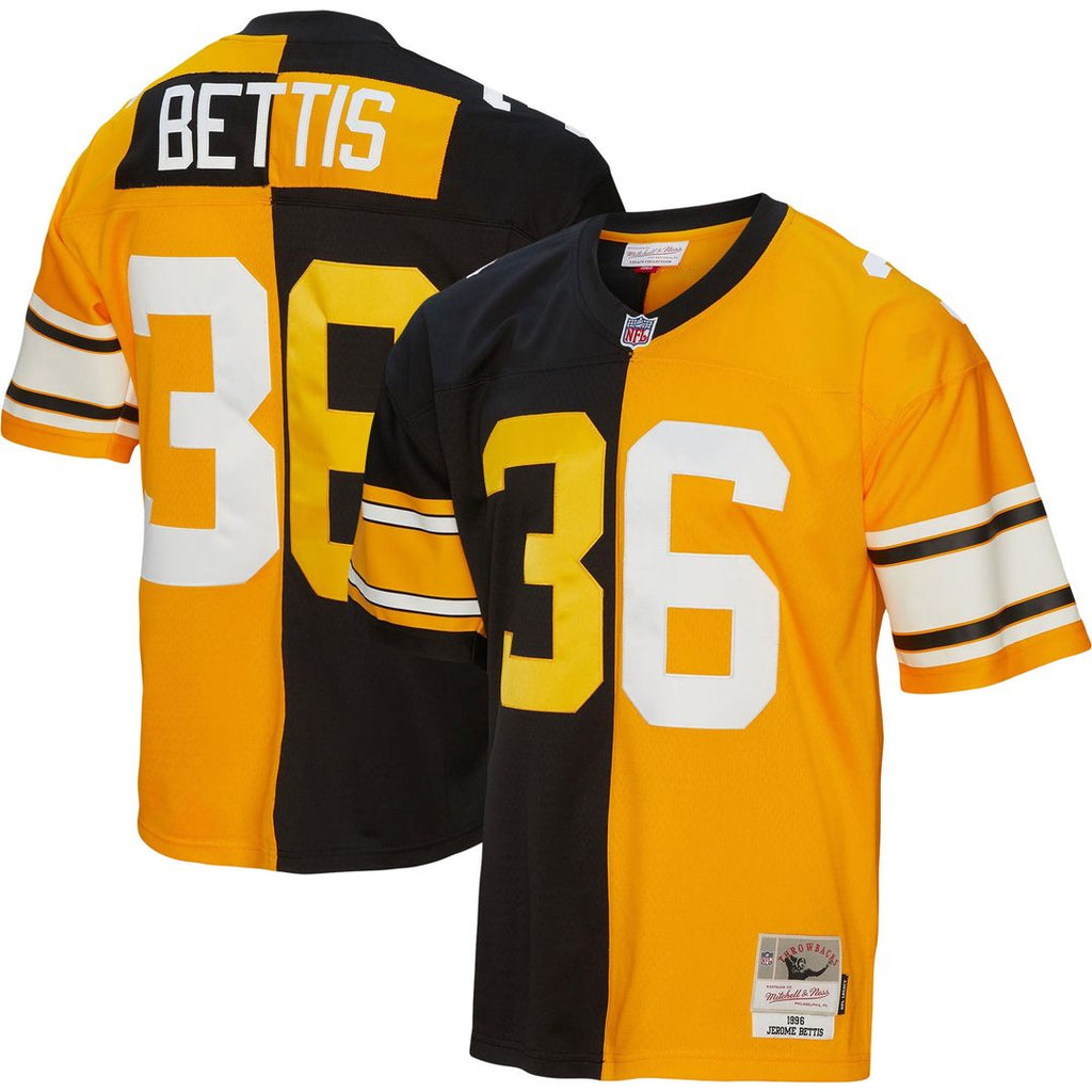 Jerome Bettis Pittsburgh Steelers Mitchell & Ness 1996 Split Legacy Replica Jersey - Black/Gold Official NFL Team Apparel Football Fan Gear