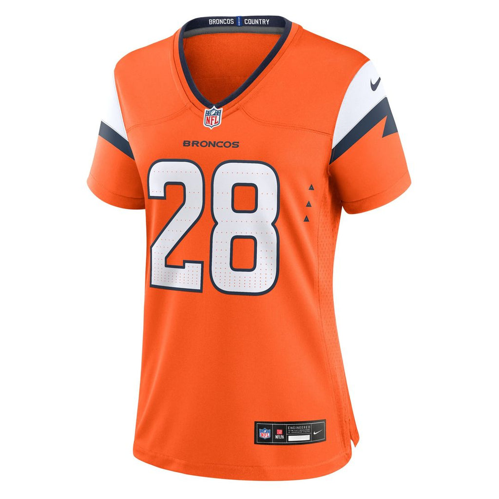 Tyler Badie Denver Broncos Nike Women's Team Game Jersey - Orange Official NFL Team Apparel Football Fan Gear