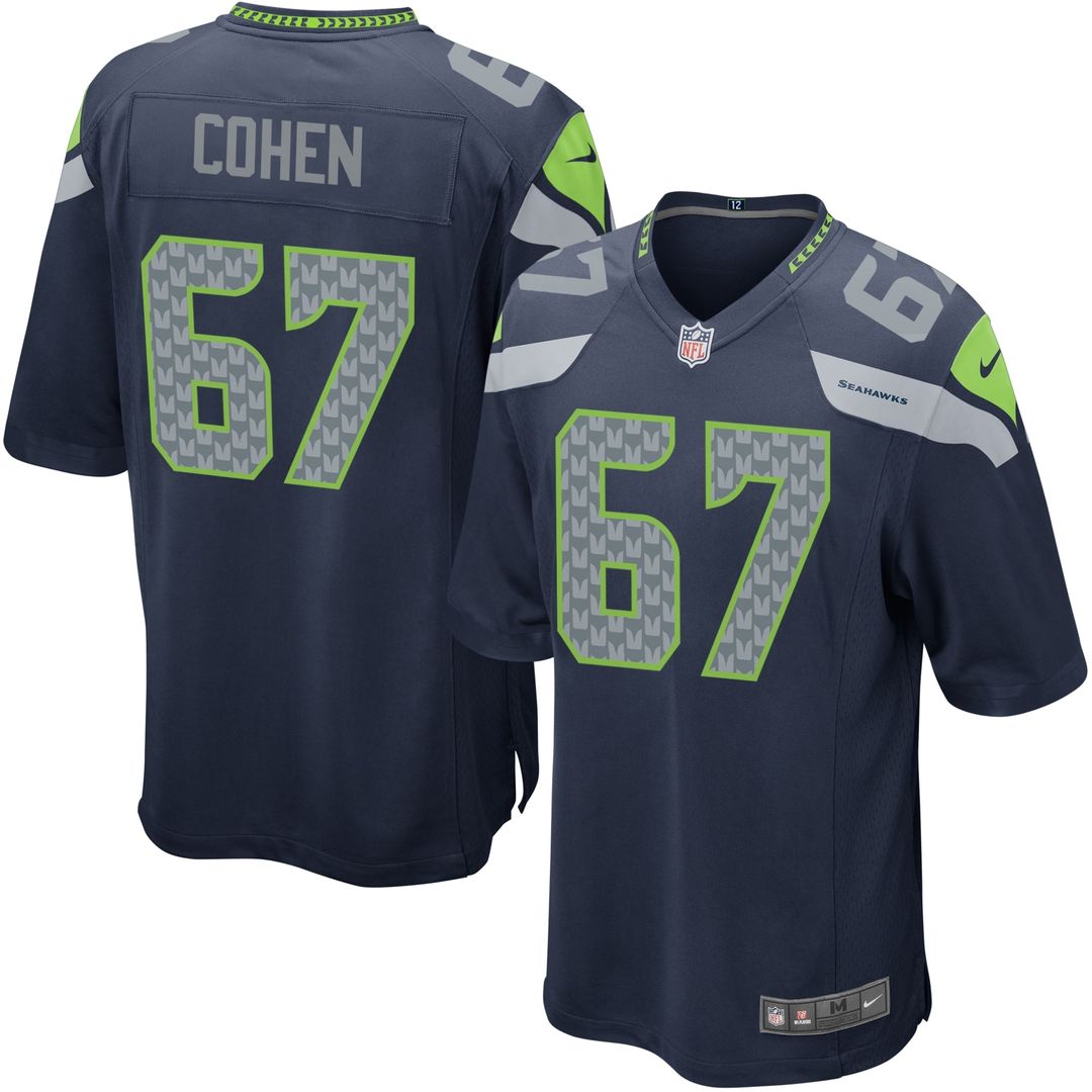 Nike Youth Seattle Seahawks Landon Cohen Team Color Game Jersey Official NFL Team Apparel Football Fan Gear