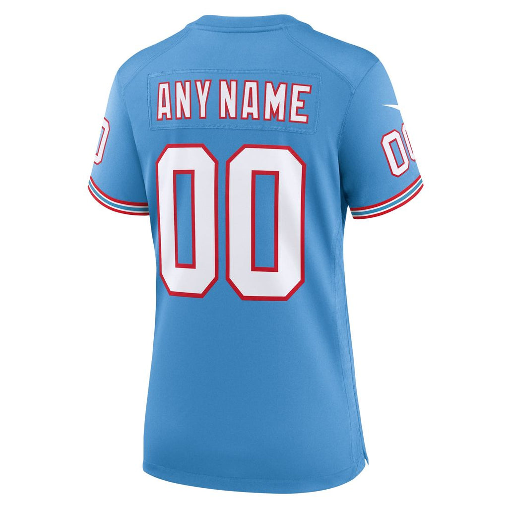 Tennessee Titans Nike Women's Oilers Throwback Custom Game Jersey - Light Blue Official NFL Team Apparel Football Fan Gear