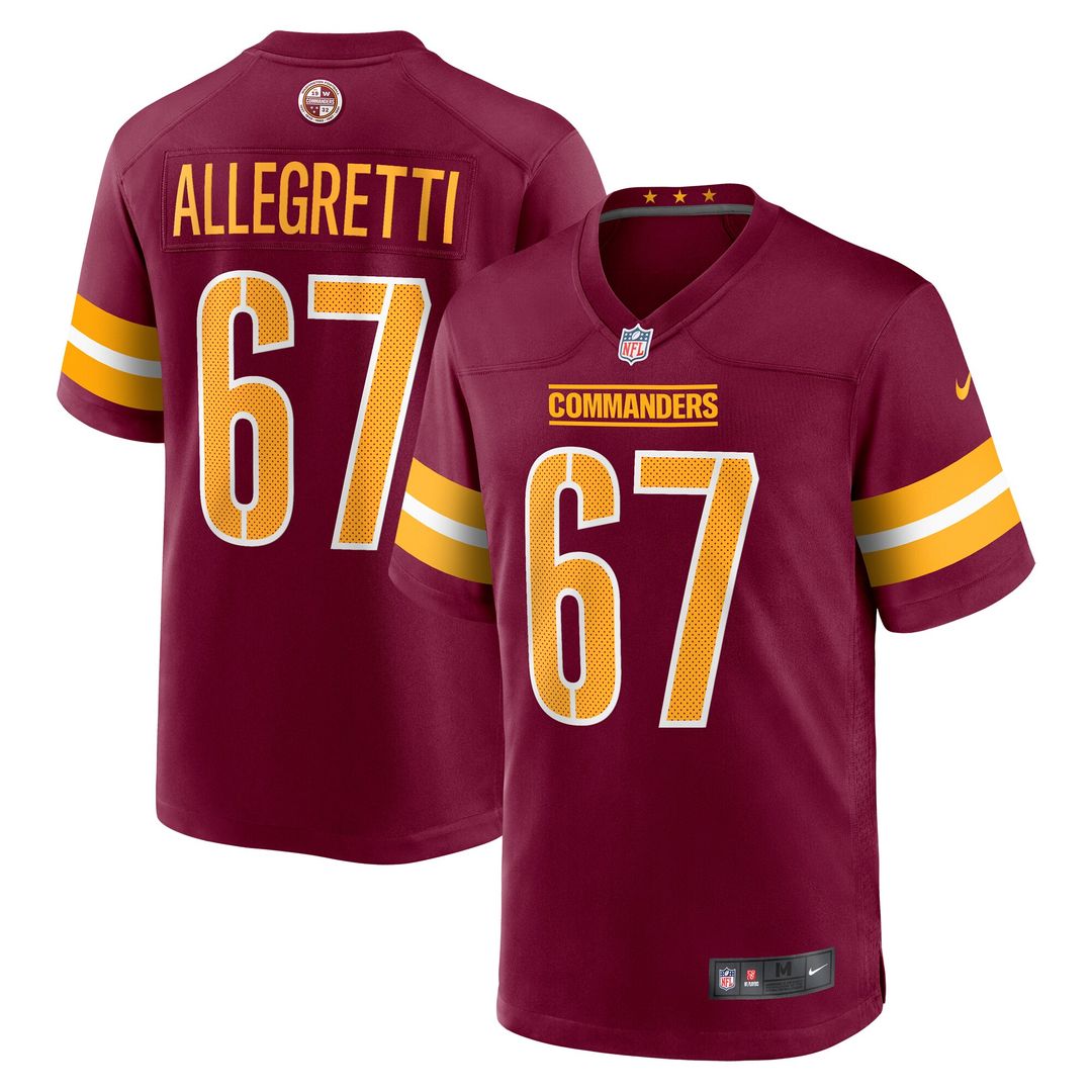 Nick Allegretti Washington Commanders Nike Game Jersey - Burgundy Official NFL Team Apparel Football Fan Gear