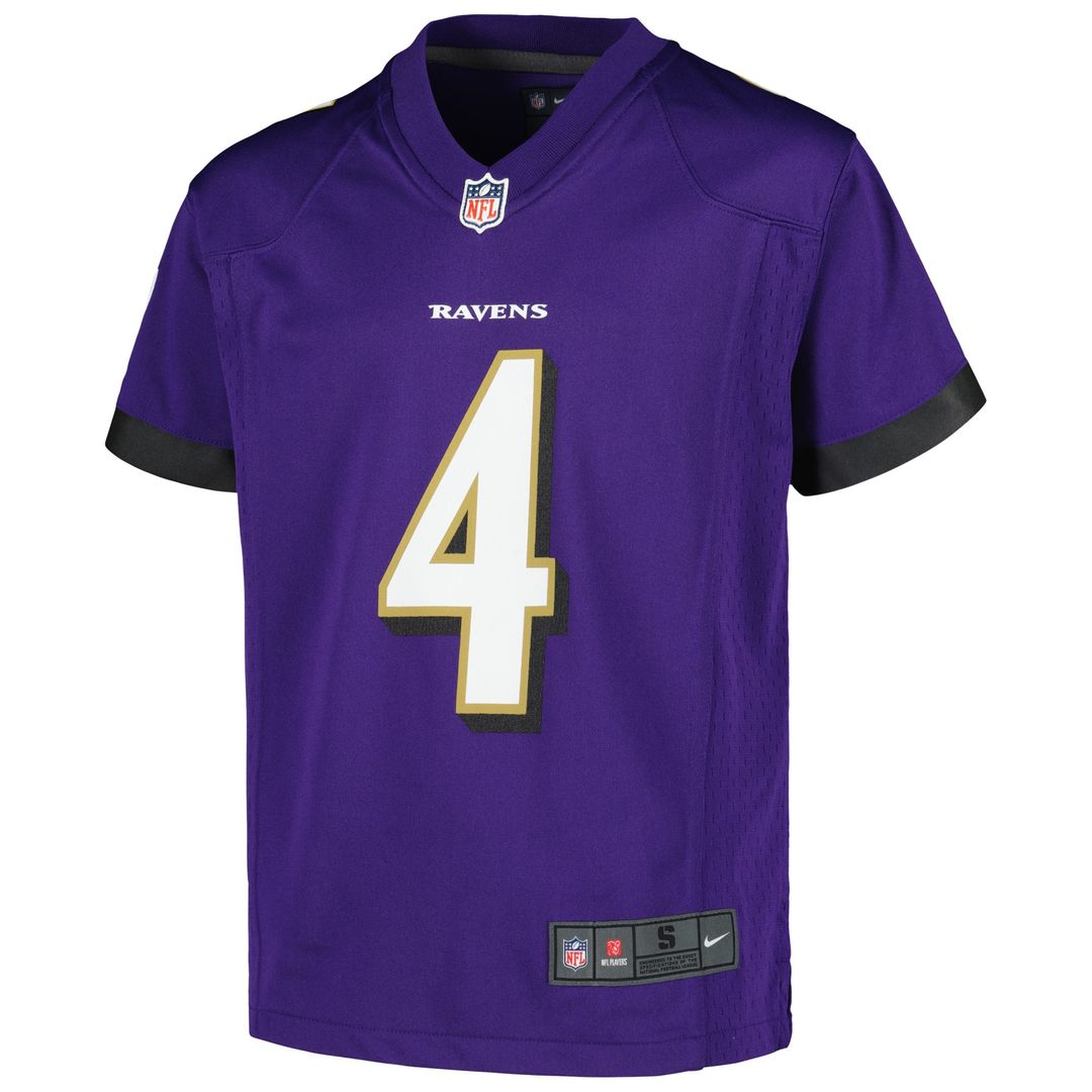 Zay Flowers Baltimore Ravens Nike Youth Game Jersey - Purple Official NFL Team Apparel Football Fan Gear