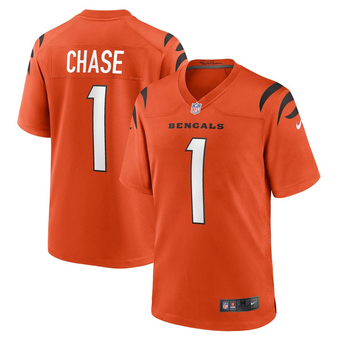 Ja'Marr Chase Cincinnati Bengals Nike Alternate Game Jersey - Orange Official NFL Team Apparel Football Fan Gear