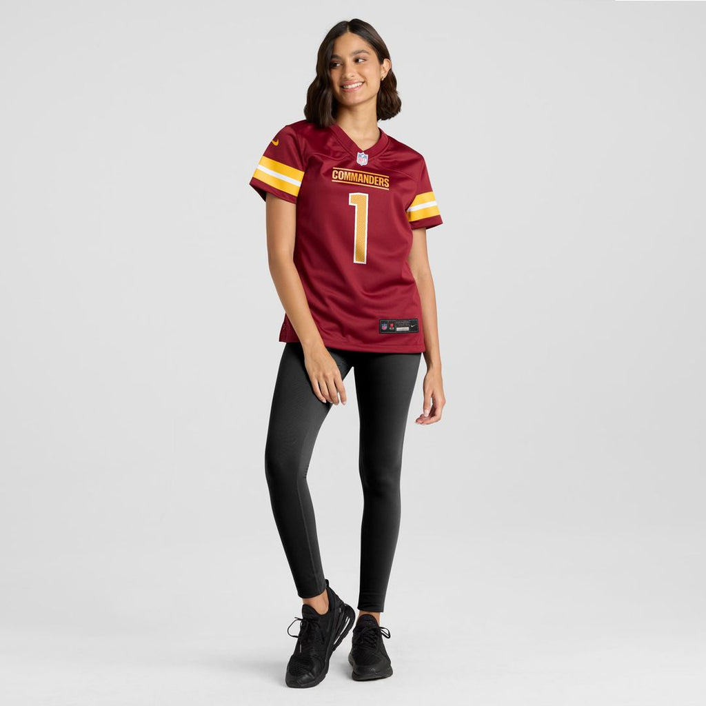 Number 1 Bride Washington Commanders Nike Women's Game Jersey - Burgundy Official NFL Team Apparel Football Fan Gear