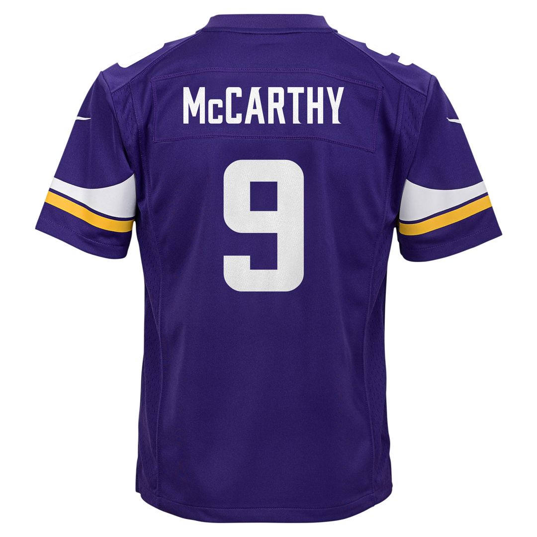 J.J. McCarthy Minnesota Vikings Nike Youth Game Jersey - Purple Official NFL Team Apparel Football Fan Gear