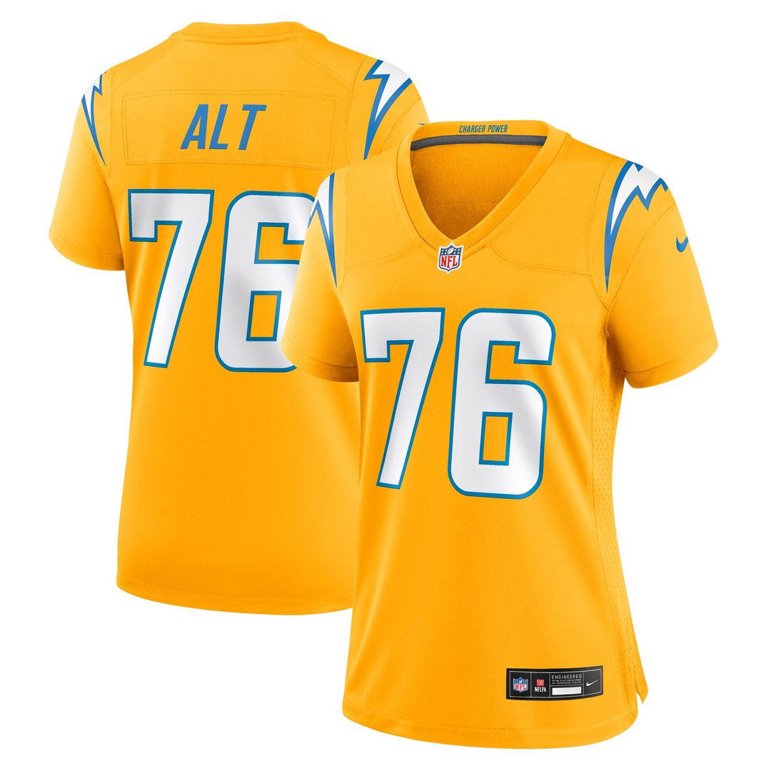 Joe Alt Los Angeles Chargers Nike Women's Alternate Charger Power Game Jersey - Gold Official NFL Team Apparel Football Fan Gear