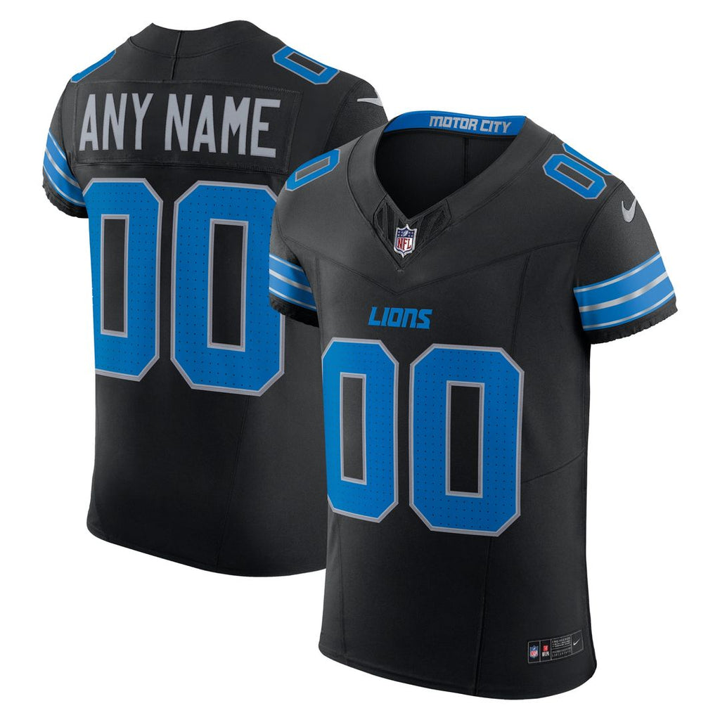 Detroit Lions Nike Alternate Vapor F.U.S.E. Elite Custom Jersey - Black Official NFL Team Apparel Football Fan Gear