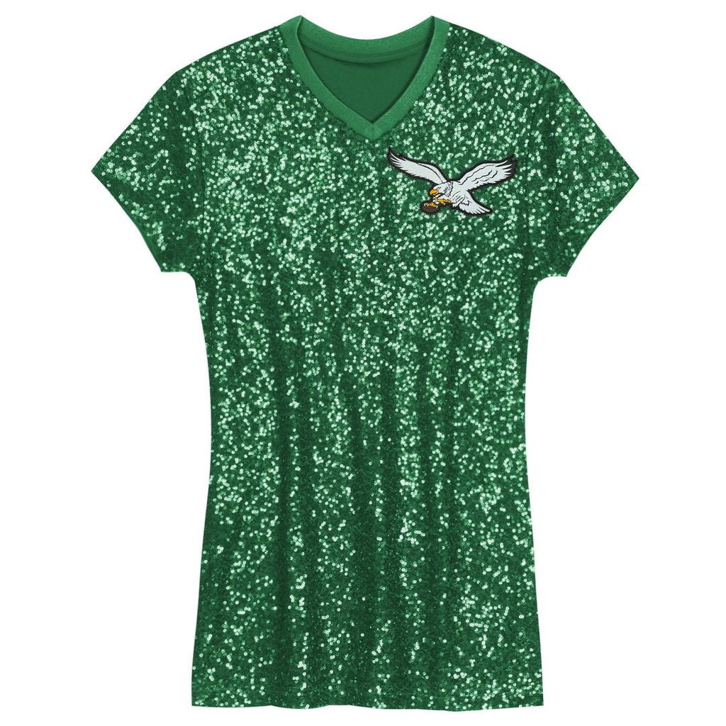 Jalen Hurts Philadelphia Eagles Girls Youth Sequin Player Name & Number V-Neck Dress - Kelly Green NFL Fan Gear Popular Style