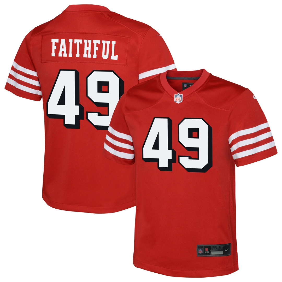 The Faithful San Francisco 49ers Nike Youth Alternate 2 Game Jersey - Scarlet Official NFL Team Apparel Football Fan Gear