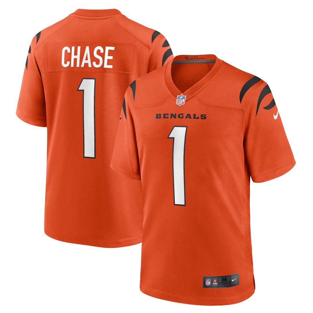 Ja'Marr Chase Cincinnati Bengals Nike Alternate Game Jersey - Orange Official NFL Team Apparel Football Fan Gear