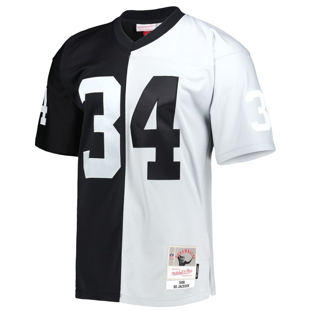 Bo Jackson Las Vegas Raiders Mitchell & Ness 1988 Split Legacy Replica Jersey - Black/Silver Official NFL Team Apparel Football Fan Gear