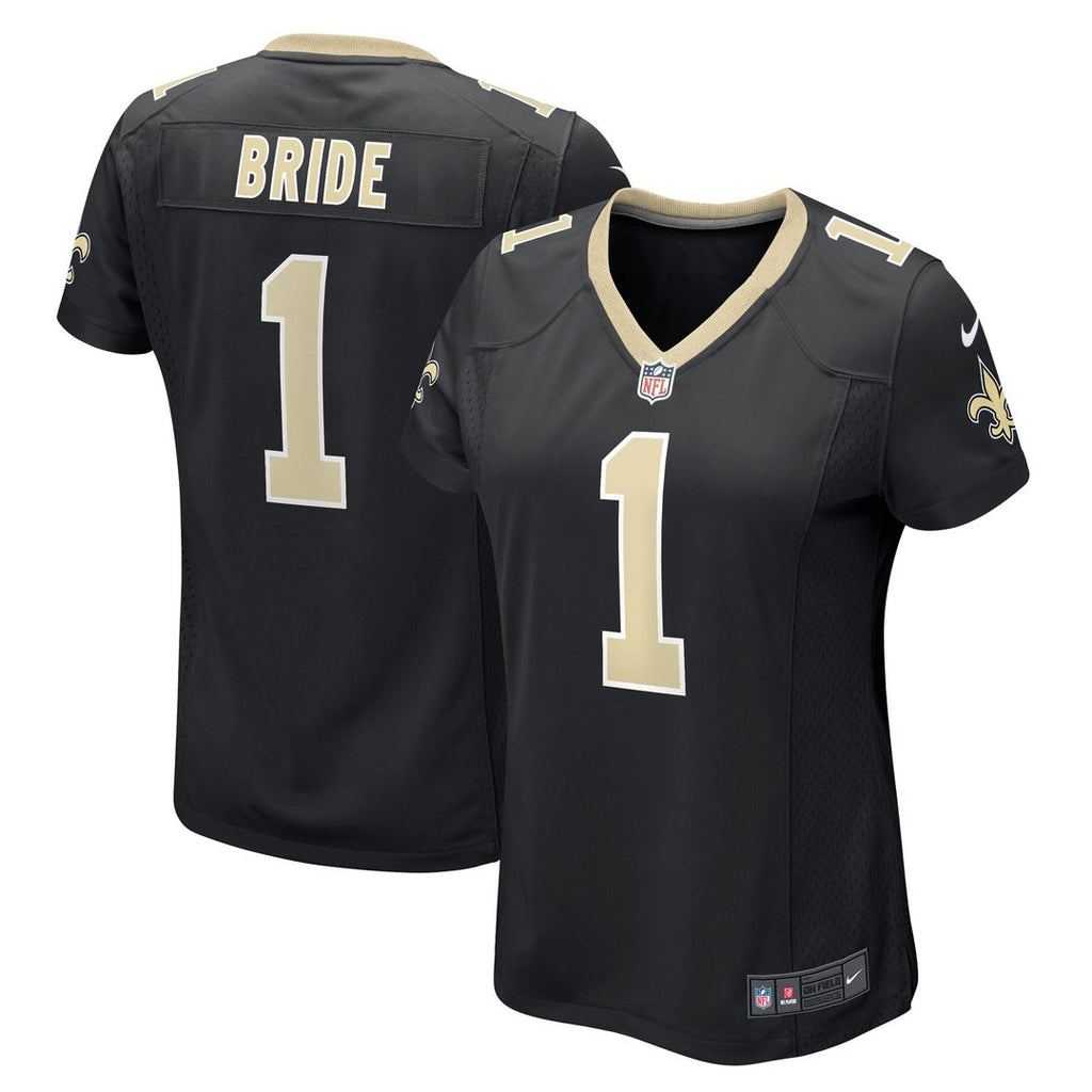 Number 1 Bride New Orleans Saints Nike Women's Game Jersey - Black Official NFL Team Apparel Football Fan Gear