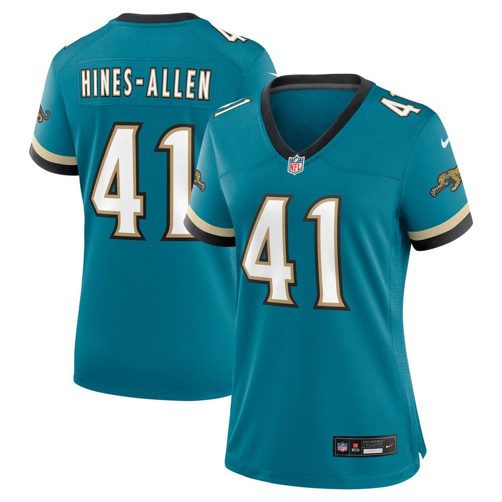 Josh Hines-Allen Jacksonville Jaguars Nike Women's Prowler Throwback Game Jersey - Teal Official NFL Team Apparel Football Fan Gear