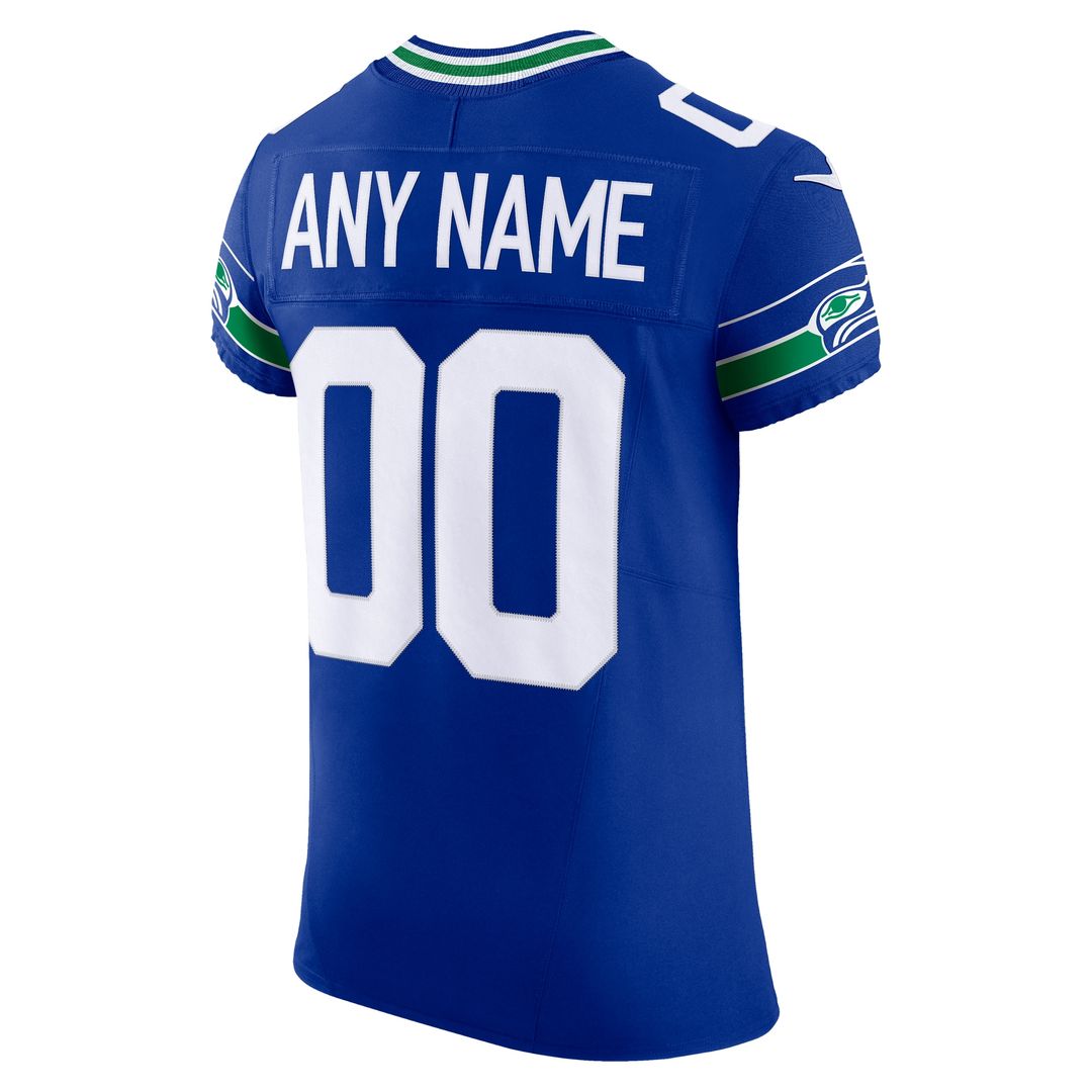 Seattle Seahawks Nike Alternate Vapor F.U.S.E. Elite Custom Jersey - Men's Royal Official NFL Team Apparel Football Fan Gear