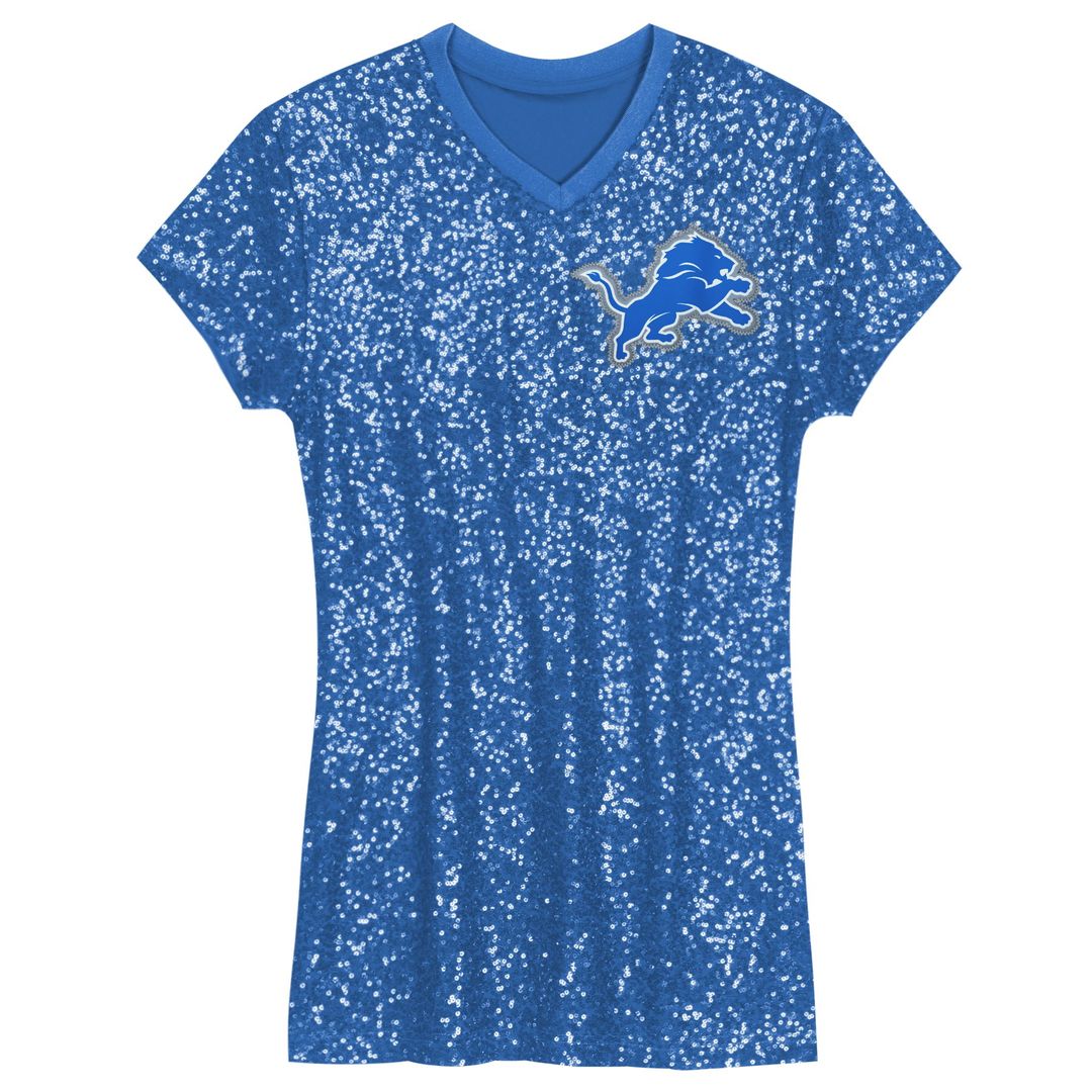 Aidan Hutchinson Detroit Lions Girls Youth Sequin Player Name & Number V-Neck Dress - Blue NFL Fan Gear Popular Style