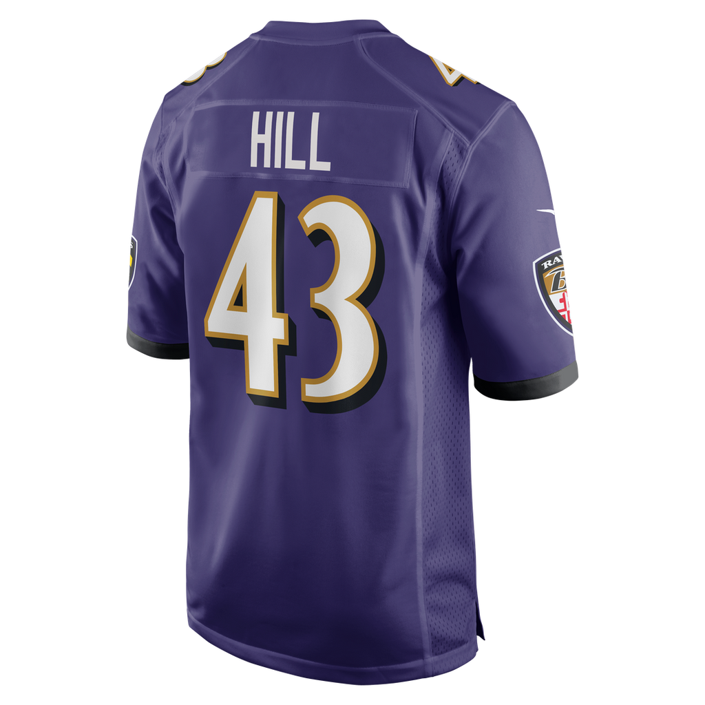 Justice Hill Baltimore Ravens Nike Game Jersey - Purple Official NFL Team Apparel Football Fan Gear