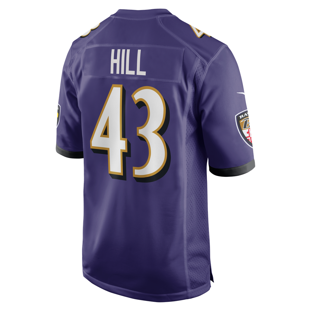 Justice Hill Baltimore Ravens Nike Game Jersey - Purple Official NFL Team Apparel Football Fan Gear